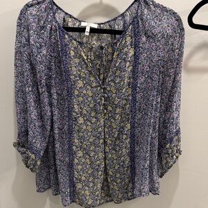 Joie Purple and Yellow Floral Blouse size S